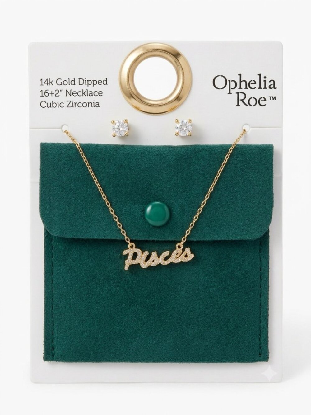 Gold-Plated 'Pisces' Cubic Zirconia Necklace - Gold
